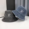 Korean Version of Women's Big Head and Face Showing Small Fisherman's Hat Retro Washing Denim Basin Hat Versatile Bucket Hat