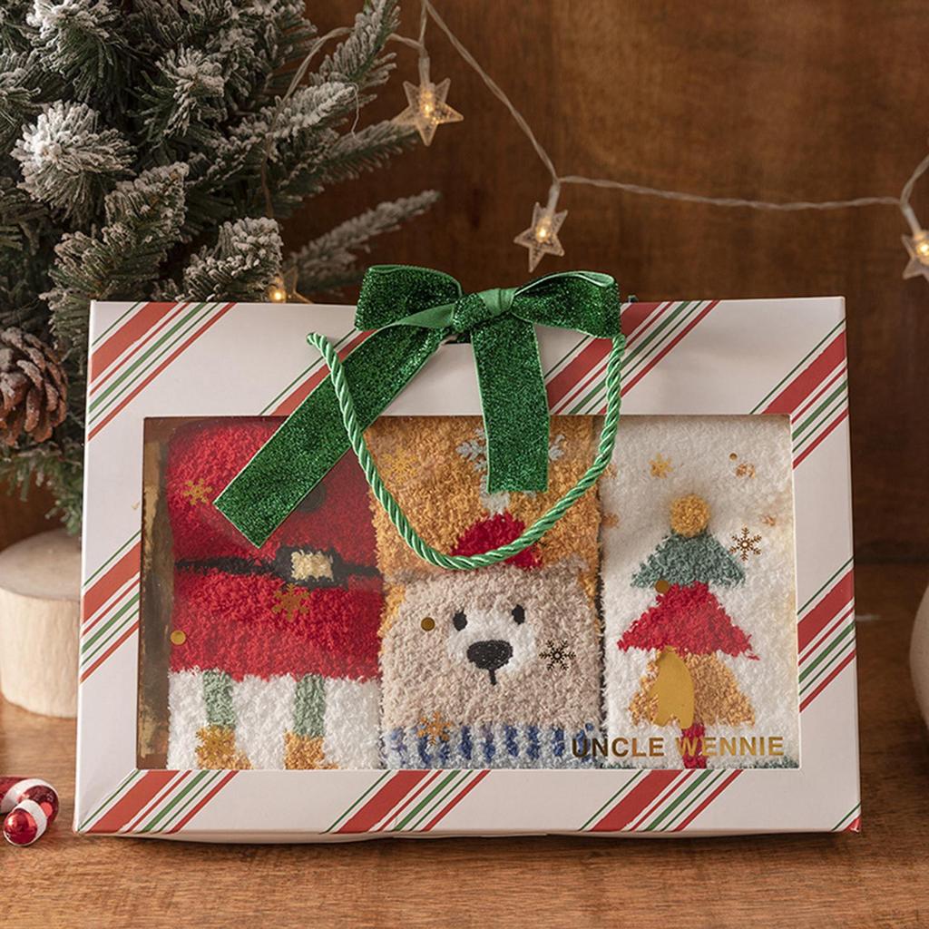 3 Paar Weihnachtssocken für Erwachsene, warm, winterlich, kuschelig, flauschig