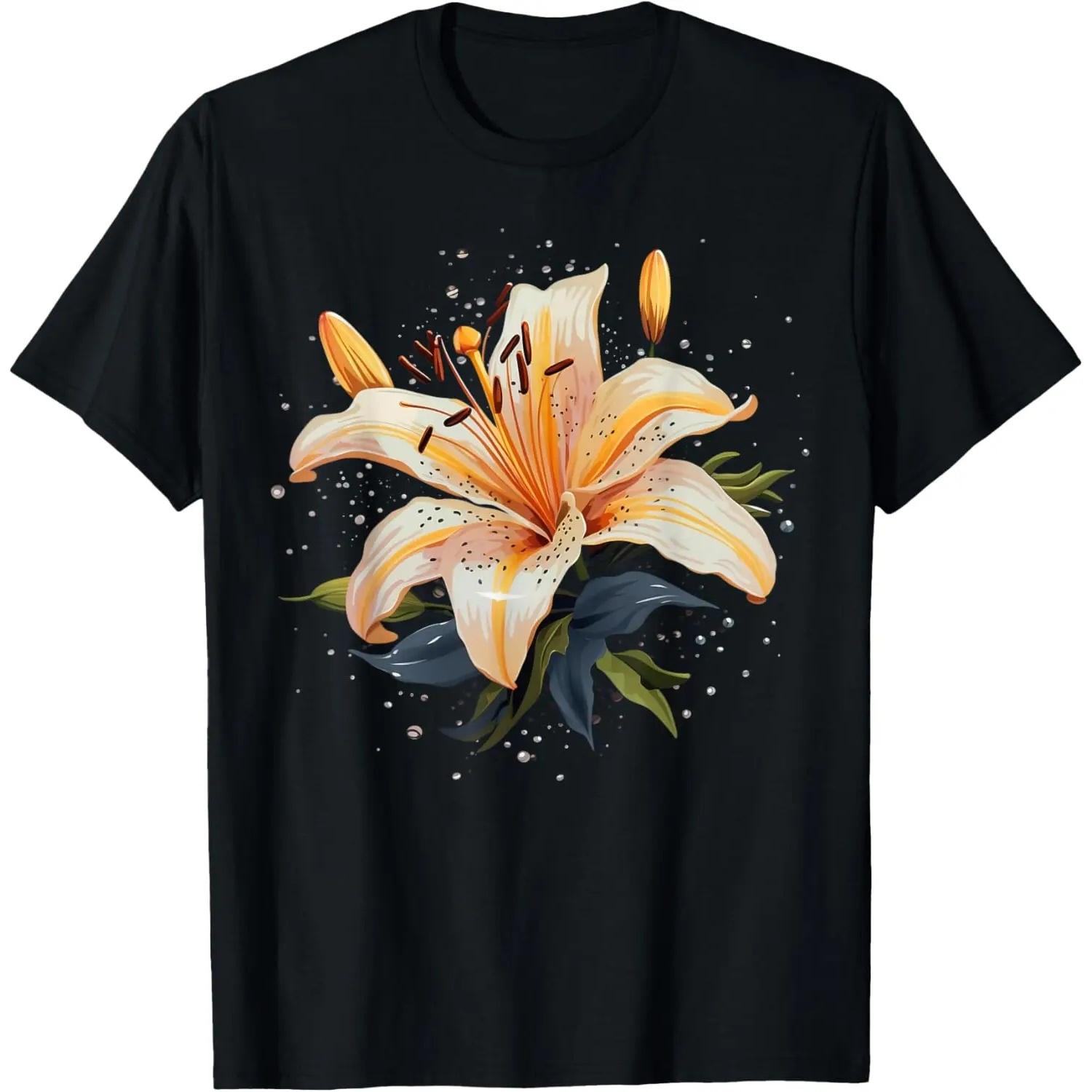 Shattered Lily flower with Lily petals T-Shirt S чёрный