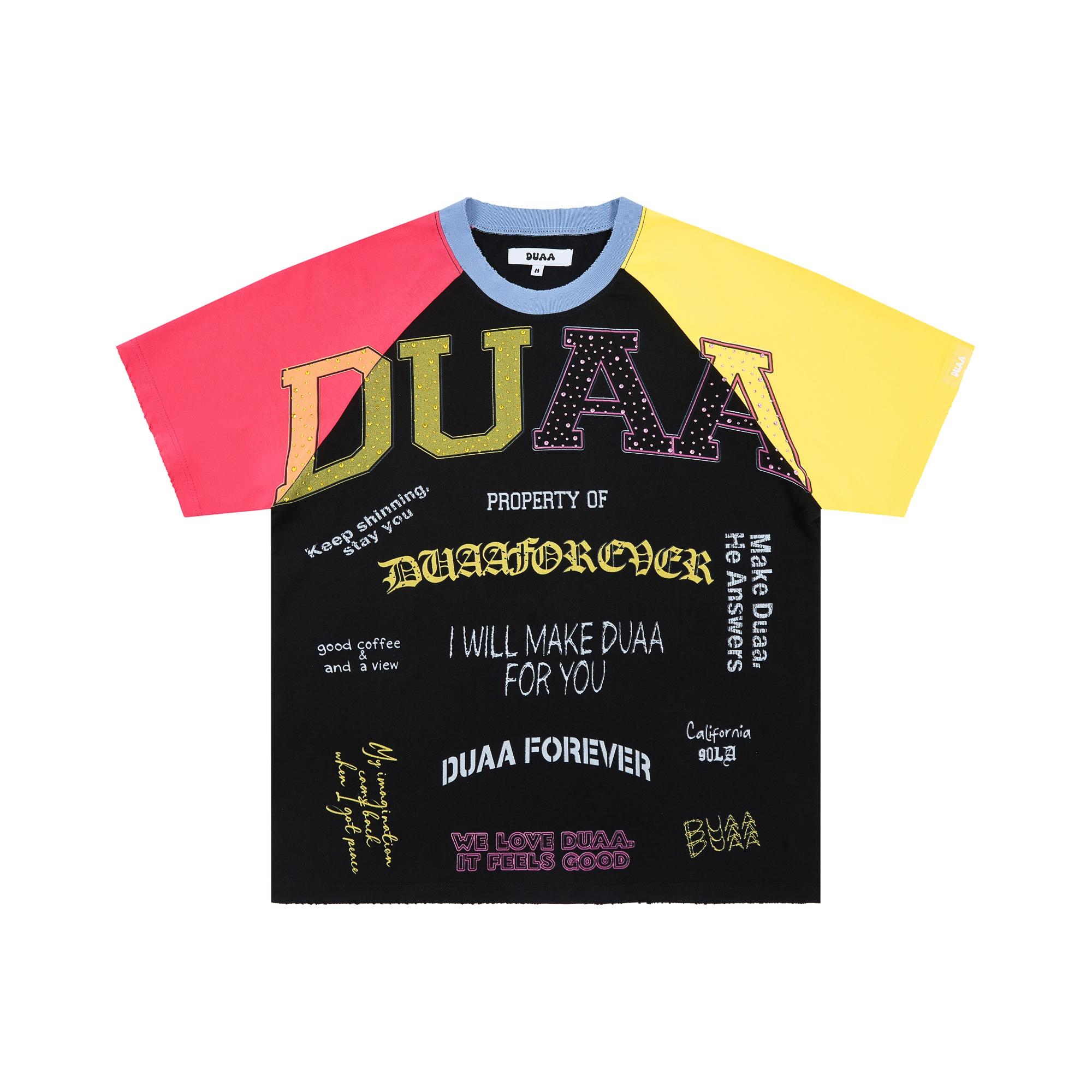 DUAA Men Multi‑Color Raglan T‑Shirt Spliced