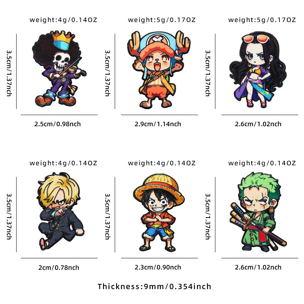 6PCS Cartoon Luffy Zoro Chopper One Piece Metal Brooch Backpack Decor Pin Clothing Hat Jewelry Gift