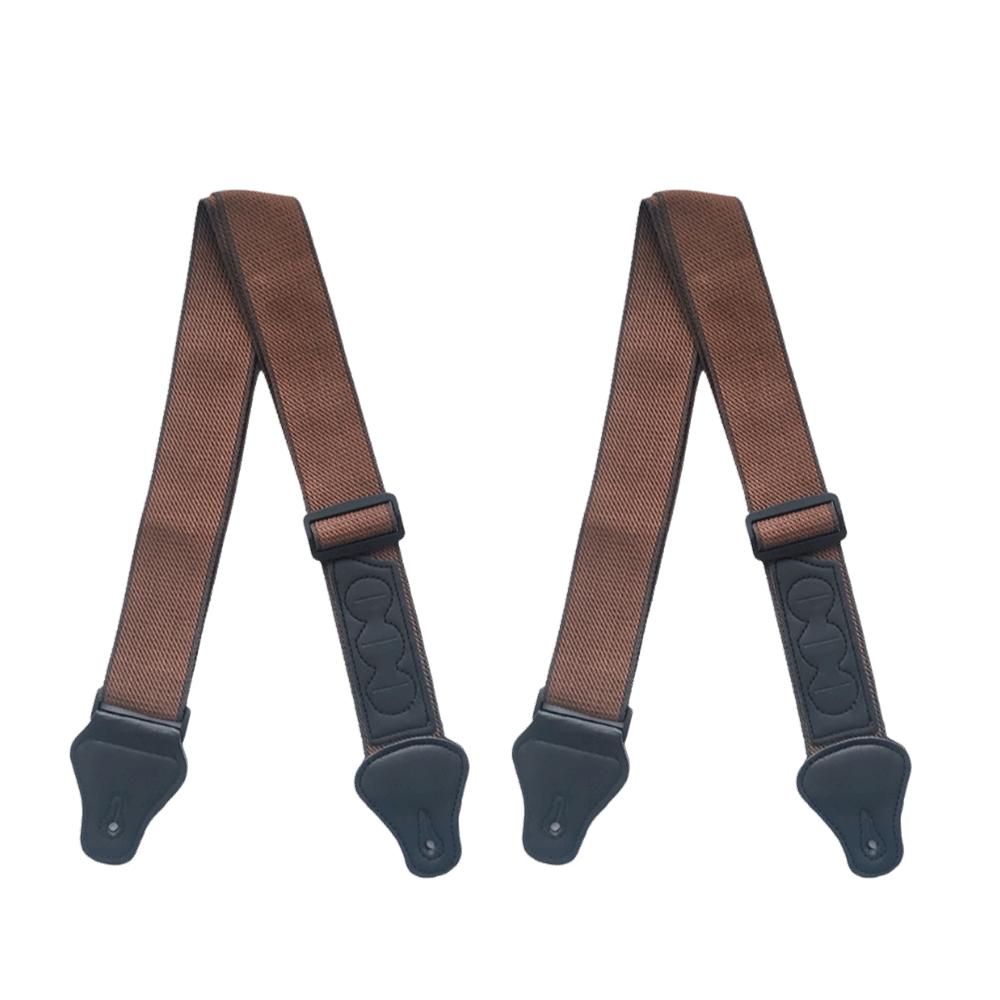 2PCS Brown Color Guitar Strap Belt Cotton Fabric Guitar Straps Set Brown Guitar Strap Band Practice