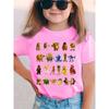 Summer Fashion Girls' Short Sleeve T-Shirt with Cartoon Prints of Italian Brain Rot, Banana Monkey, and More