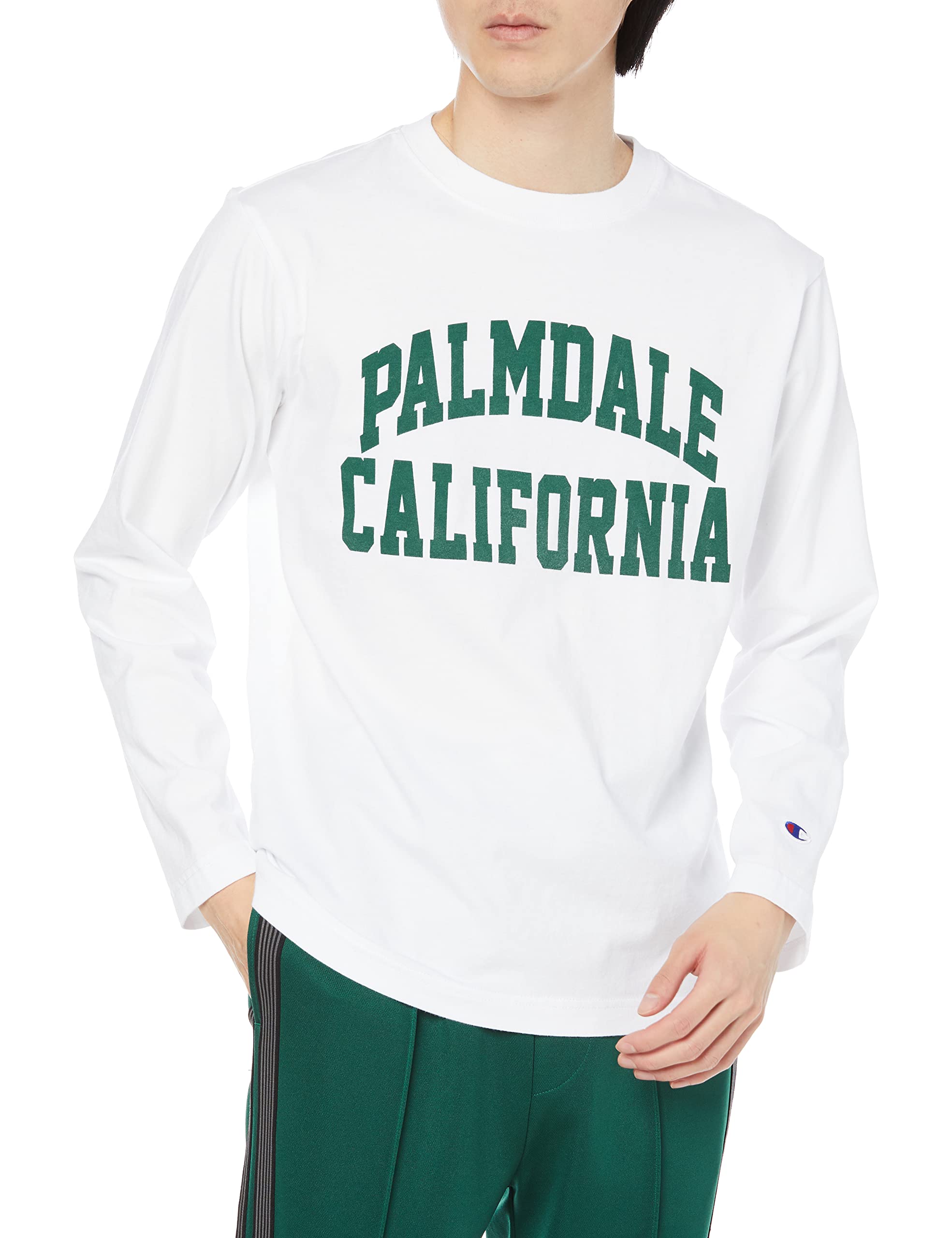 

Champion Basic Long Sleeve College Graphic White x Size L Men s T-Shirt, 100% Cotton, Print, Green, (C3-V408)