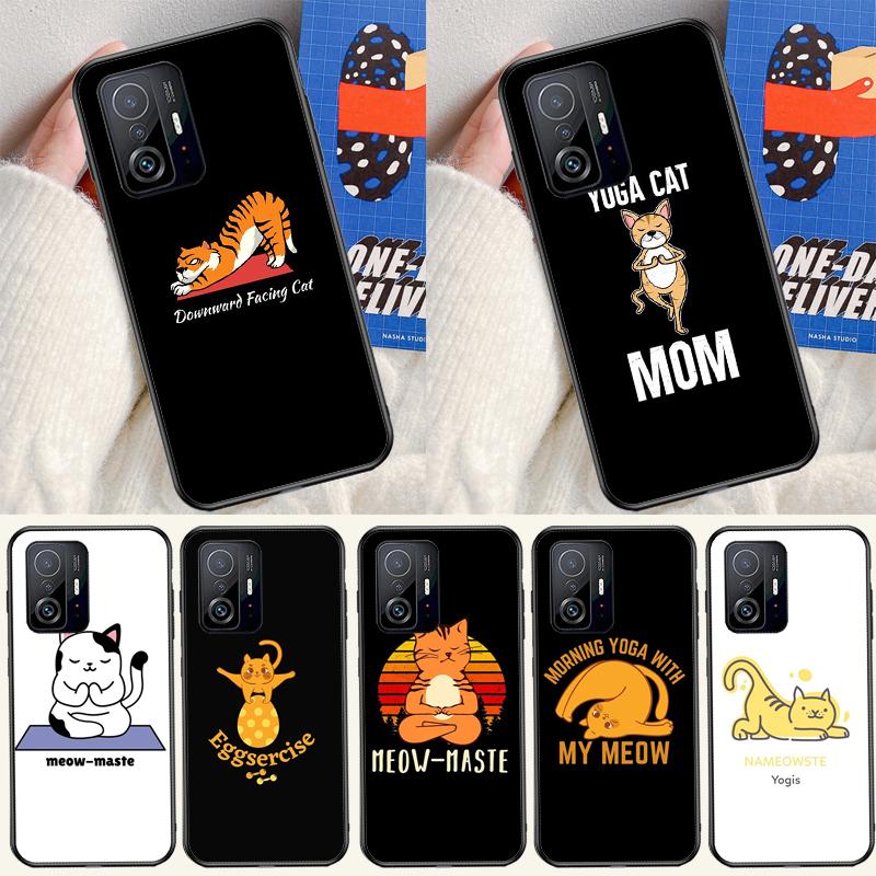 Funny yoga cat Cover For Xiaomi 14 Ultra 13 11T 12T 13T 14T Pro POCO X7 X6 Pro X3 X5 F3 F5 M6 F6 Pro Case