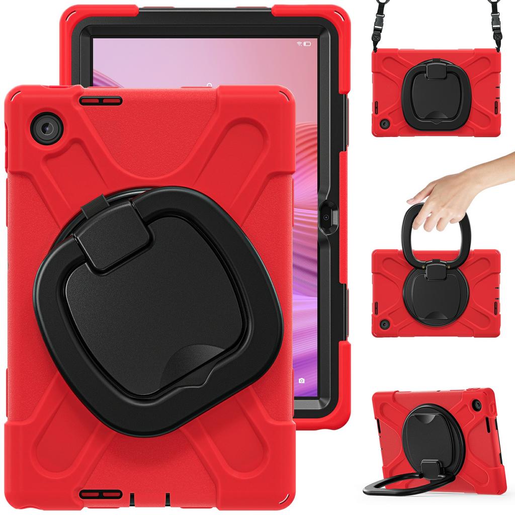 For Lenovo Tab 10.1 (2025) TB311XU2/Zhaoyang K10C Case with Shoulder Strap TPU + PC + Silicone Kickstand Tablet Cover