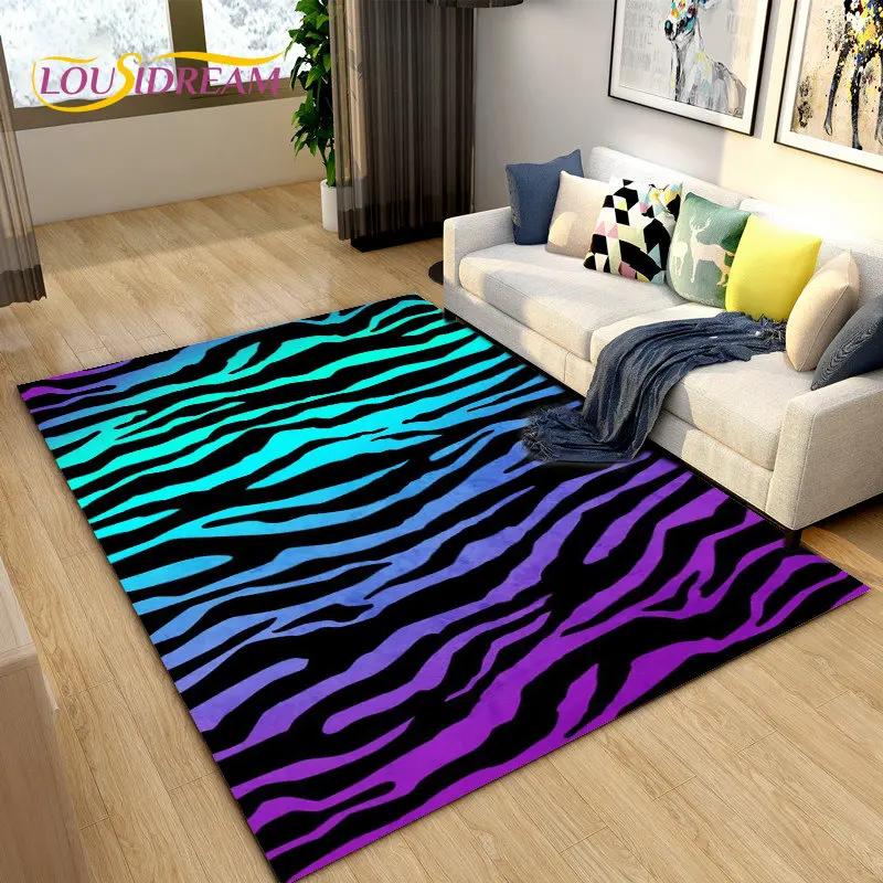 Tapis de Zone Grand Série Couleur 3D Motif Zèbre, Tapis pour Salon Chambre Cuisine Décoration Paillasson, Tapis de Sol Antidérapant
