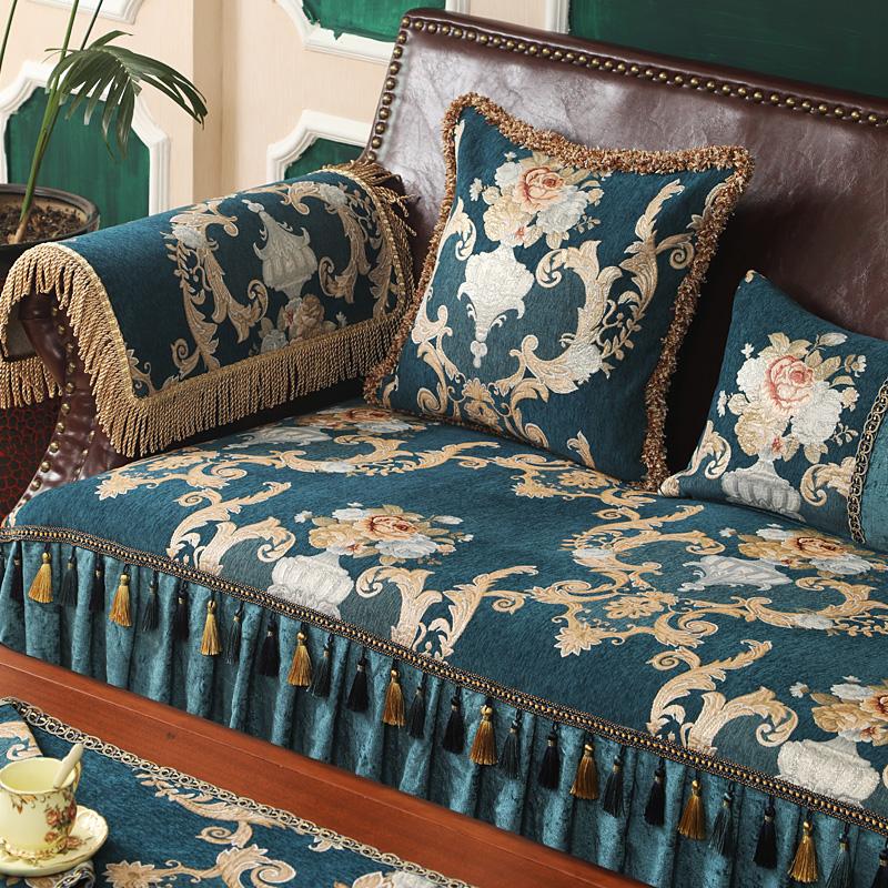 Luxusní žinylková pletená potahovka, protiskluzové prošívání, potah sedáku pohovky do obývacího pokoje, žakárový embosovaný potah na pohovku