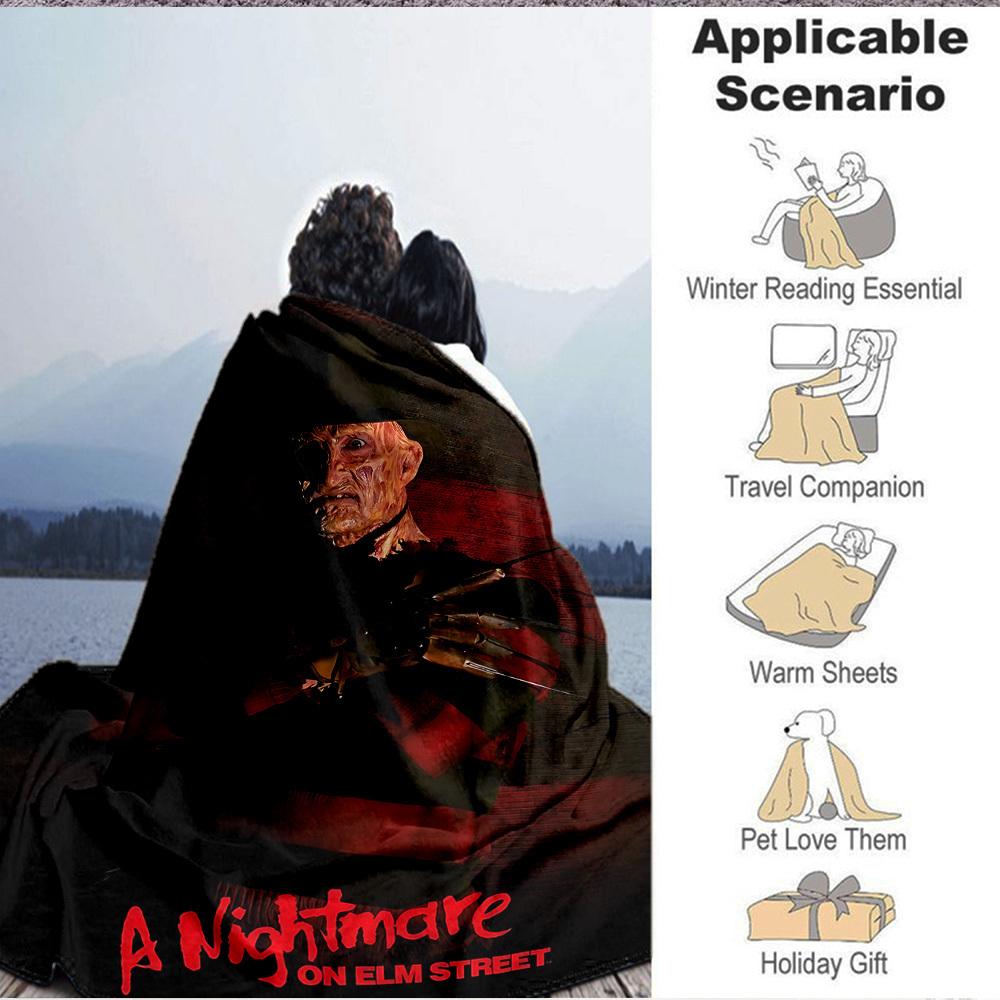 1pc A Nightmare on Elm Street Flannel Throw Blanket - HD Printed Lightweight Soft Warm All-Season Blanket for Sofa, Bed, Travel, Camping 062
