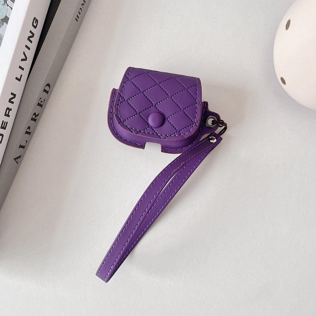 New AirPods Earphone Case Skin-sensitive Leather Apple Bluetooth Machine Anti-drop Earphone Case Hand Rope Embossed Plaid