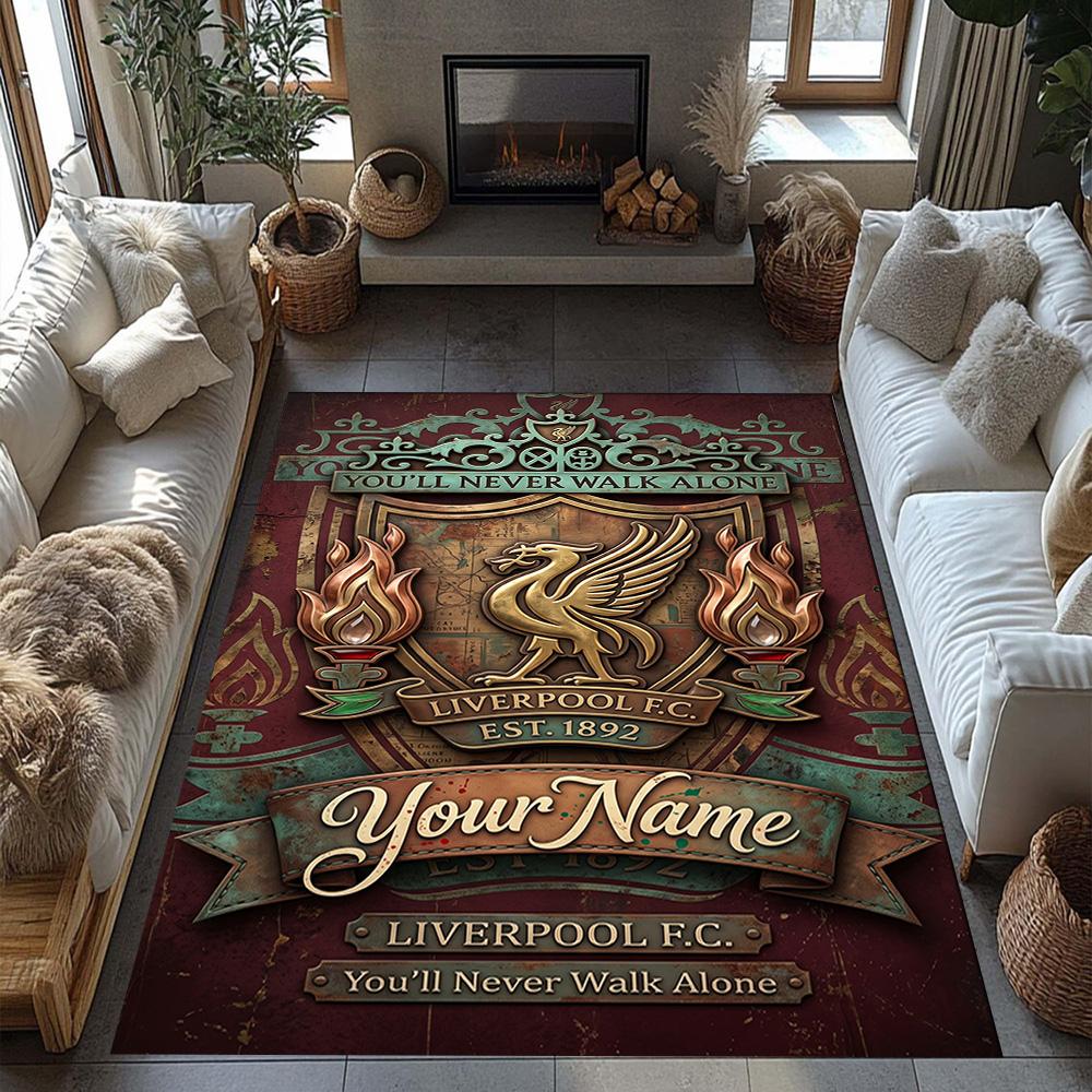 Liverpool Team Personalized Name Floor Rug Office Rug Design For Balcony Bedrooms Foyer Playrooms Antislip Carpet Office Home Decor