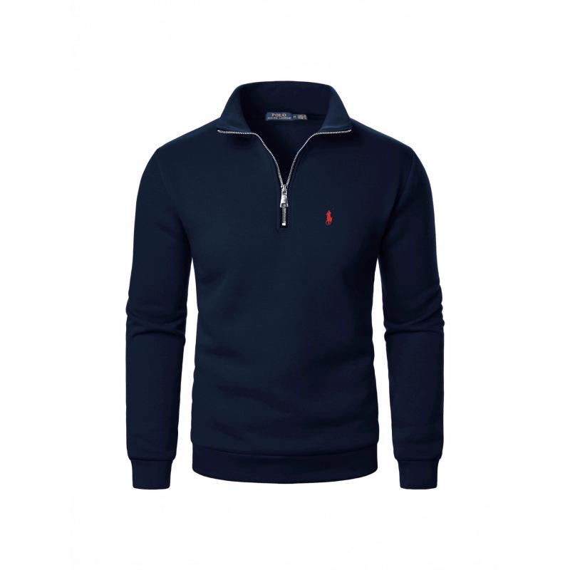 Men's Casual Half-Zip Stand Collar Hoodie with Embroidered Horse, Long Sleeve, 2025 Edition