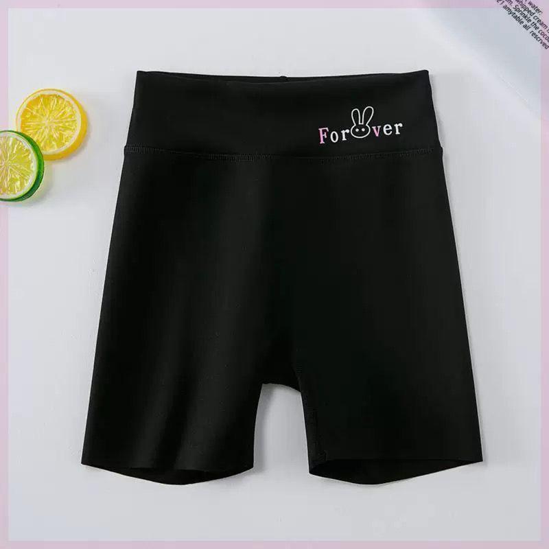 Girls' High-Waist Seamless Shark Print Yoga Shorts - Three-Quarter Length Summer Outerwear