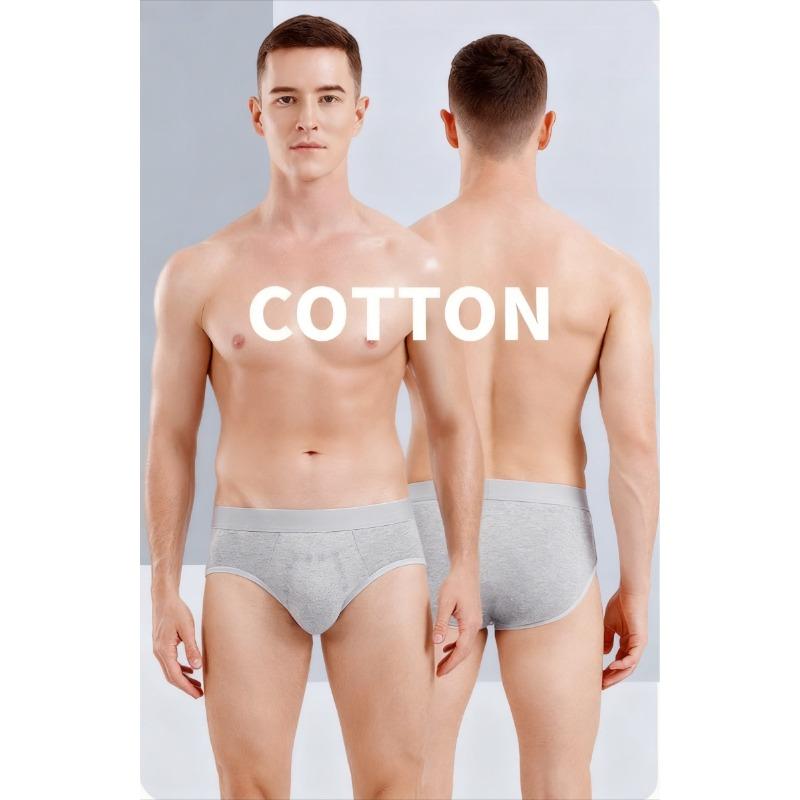 Four Season Breathable Elastic Mid Waist Sexy Underpants Made of Pure Cotton Men's Triangle Underpants