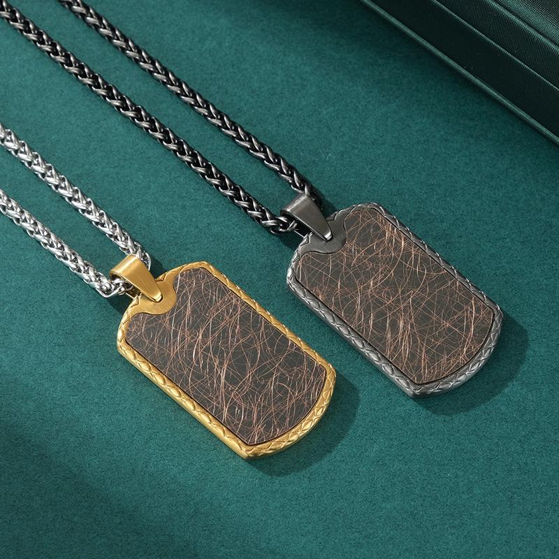 NEW Stainless Steel Military Pendant Smooth Plate Listing Dog Tag Men's Retro Necklace Accessories