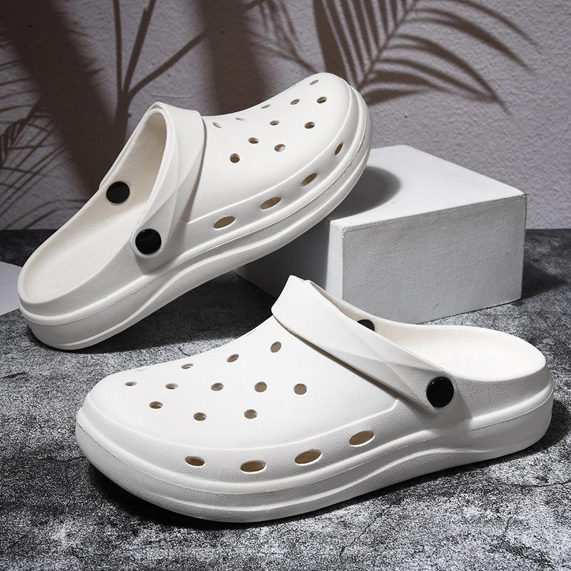 

Couple Baotou drag hole shoes thick sole non-slip wear-resistant fashion simple leisure outdoor beach 36 білий