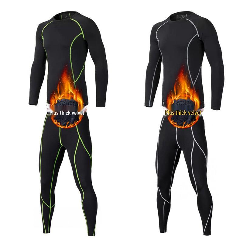 Herren Fleecegefütterter Kompressionsanzug: Warme, schnelltrocknende Basisschicht zum Laufen und Trainieren