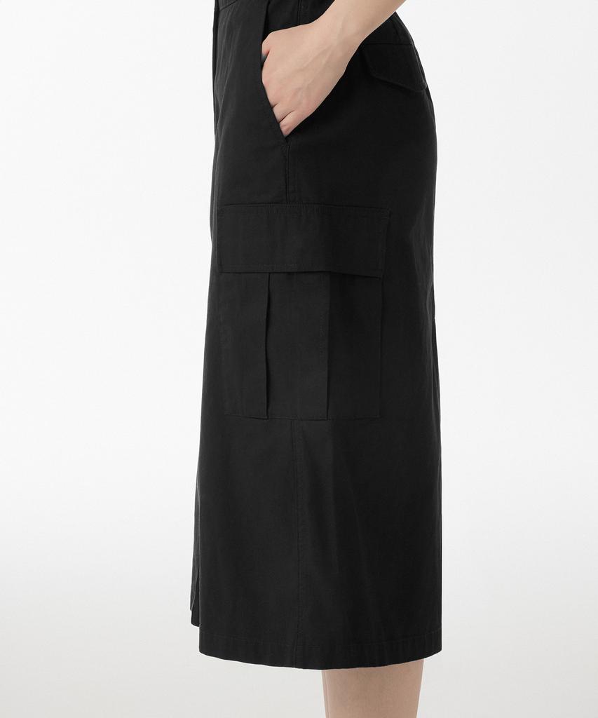 MUSINSA STANDARD WOMAN Women'S Cargo Elastic Midi Skirt [Black]