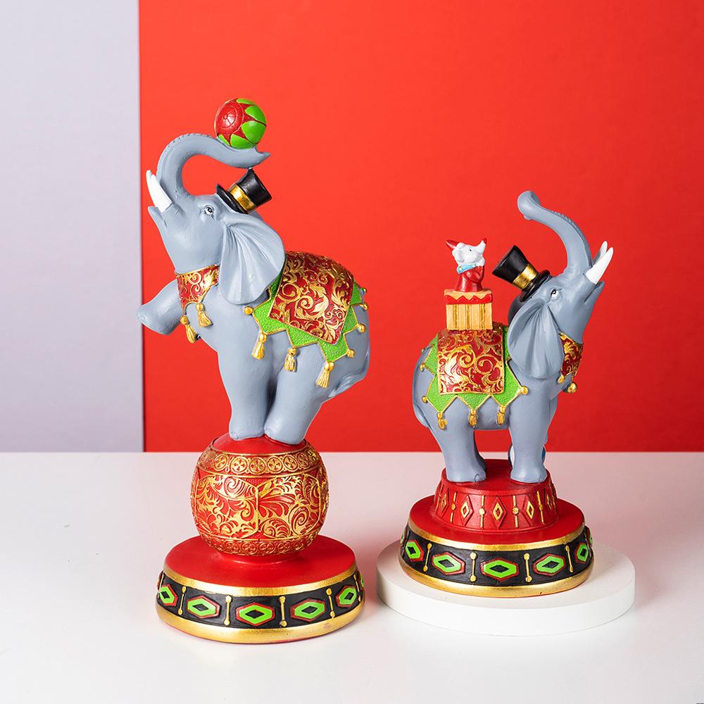 Latest Circus Elephant Ornaments Fine Home Use Living Room Wine Cabinet TV Cabinet Entrance Decoration Resin Crafts