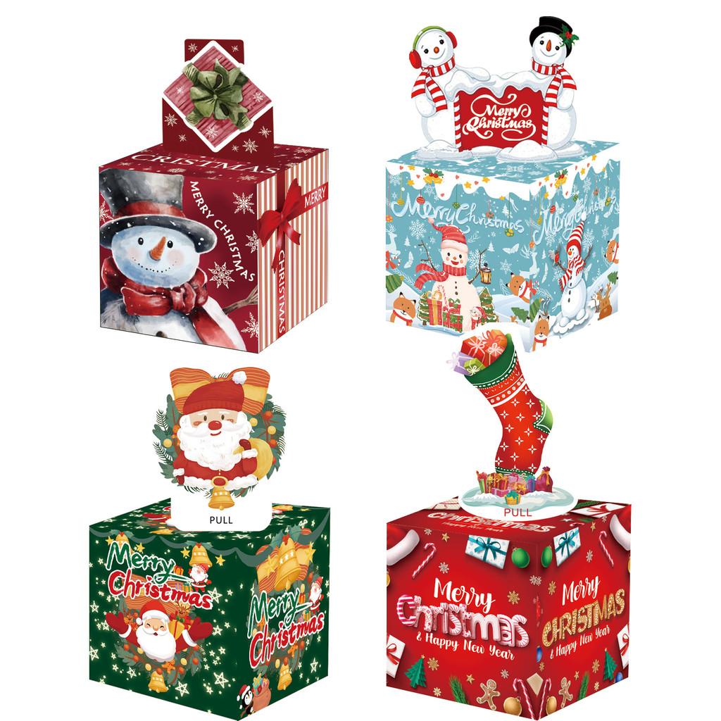 Themed Pattern Christmas Paper Box Set Holiday Decoration Props For Gift