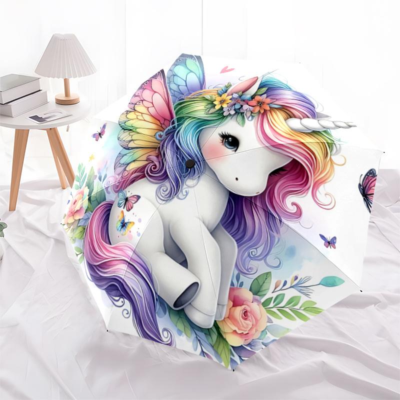 

1pc Butterfly & Unicorn Ideas Automatic Umbrella , Portable Compact Umbrella for Men & Women, Valentine s Day Mother s Day Gift.A016