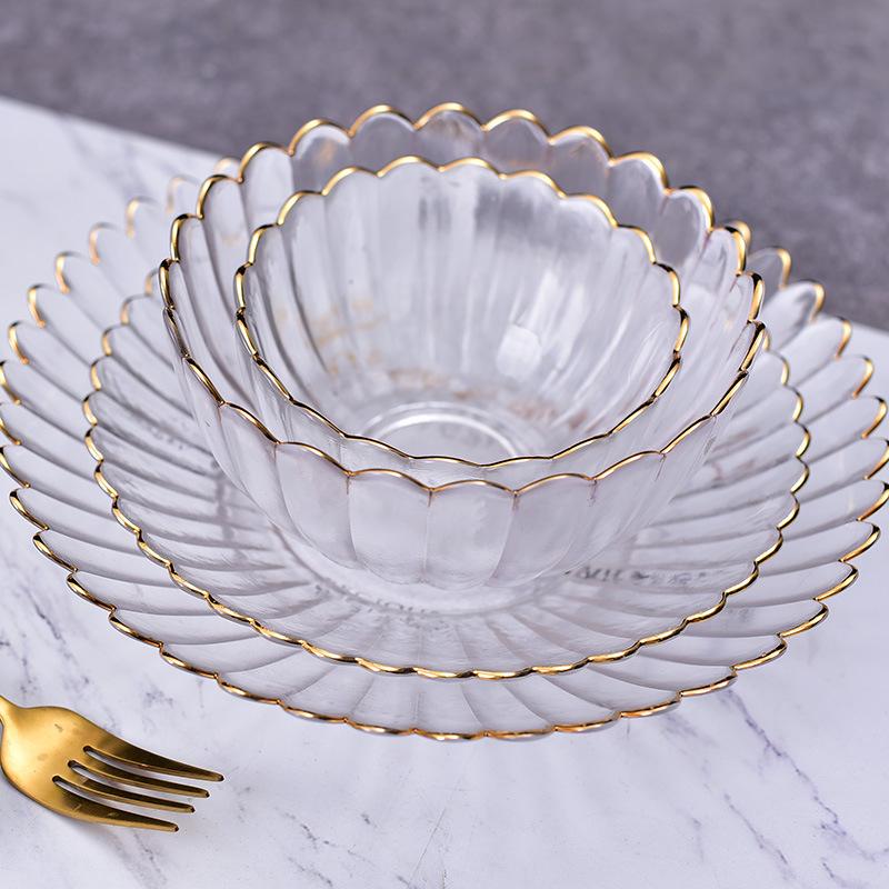 Tableware Kitchenware Set High Quality Unique Glass Bowl European Style Antique Colorful Glass Fruit Salad Bowl for Home Use