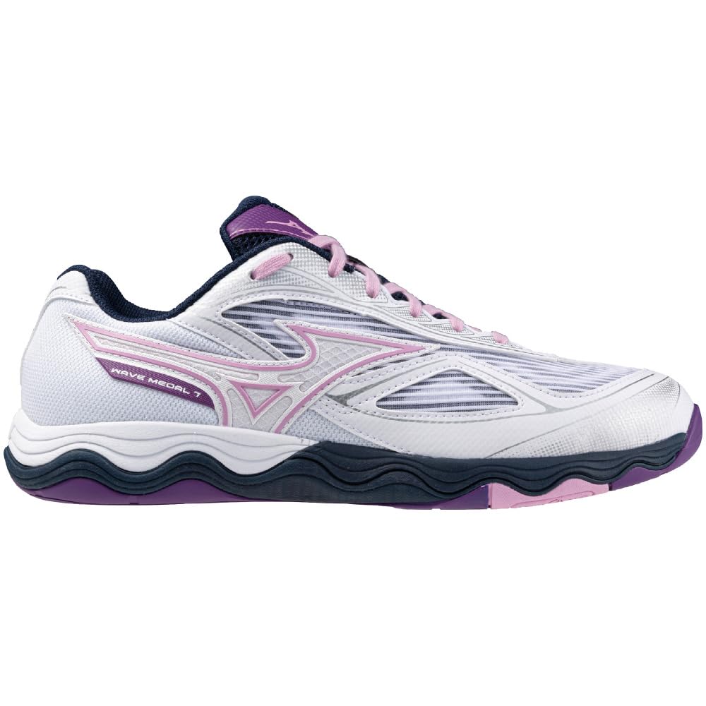 Mizuno Table Tennis Shoes Wave Medal 7 Stability Cushioning Resilience White x Pink x Purple cm 2E 25.0