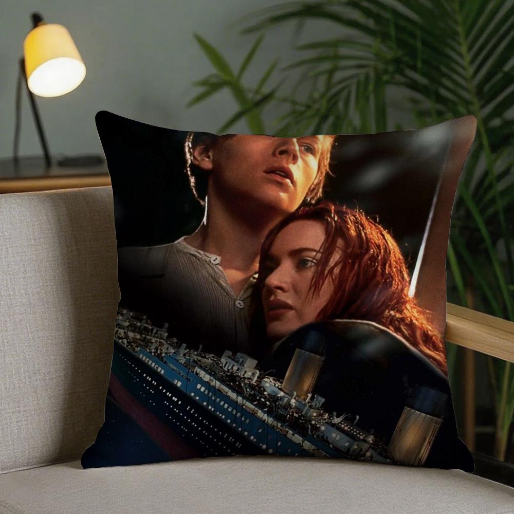 Movie T-TITANIC Classics Love Hot Pillow Case Square Pillowcase Double-Sided Printing Short Plush Sofa Cushion Bedroom Bedside