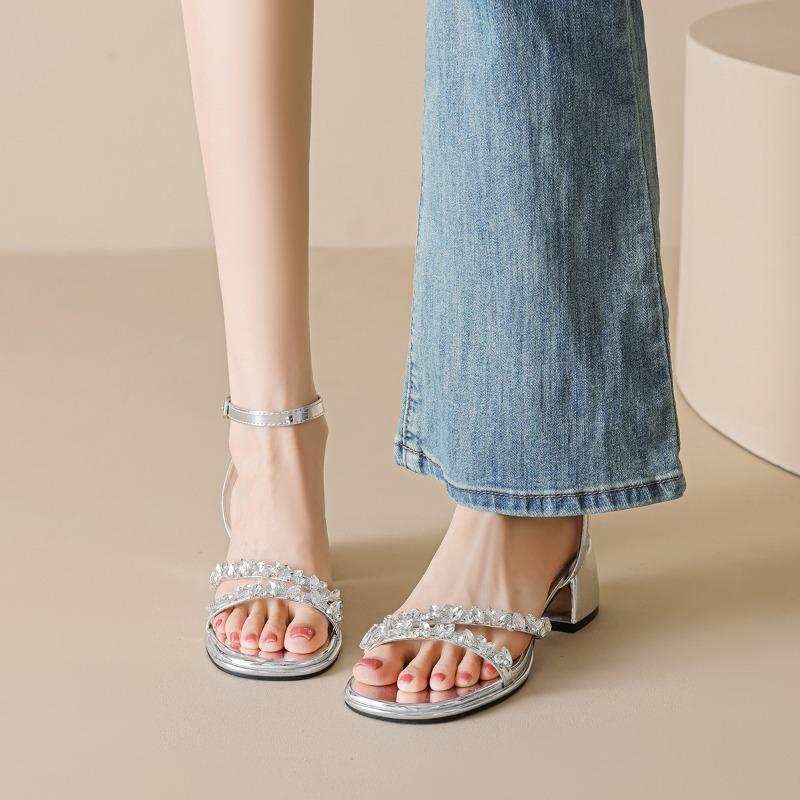 

One-piece Water Diamond Sandals Women s Shoes High Heels Thick Heels 42 срібний