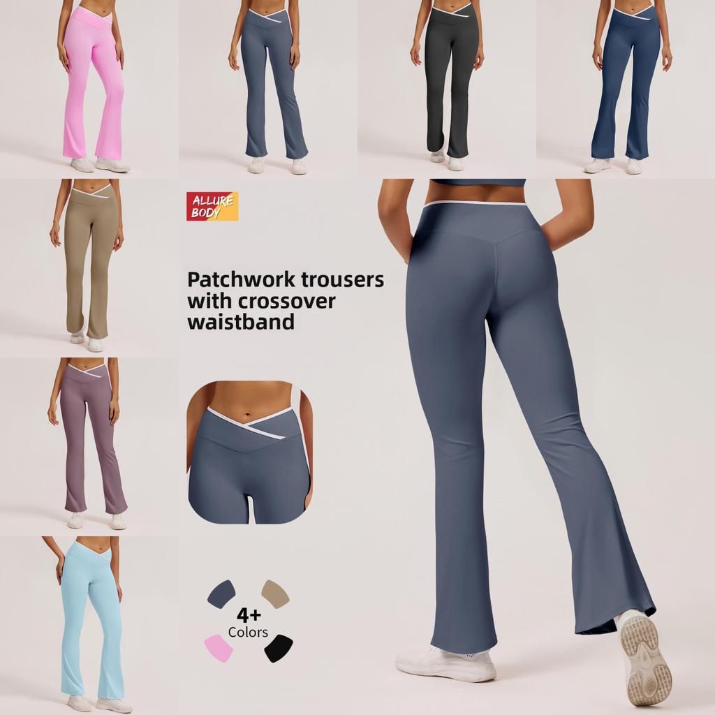 Slim Fit Yoga Pants With Crossed High Waist For Running And Fitness Women
