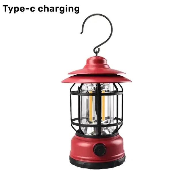 Camping Portable Retro Lantern Vintage Tent Lighting Lantern Decoration Waterproof Outdoor Garden Street Path Lawn Lamp