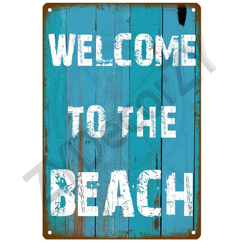 Hawaii Beach Tin Sign Poster Vintage Wall Poster Metal Sign Decorative Wall Plate Kitchen Plaque Metal Vintage Decor Accessories