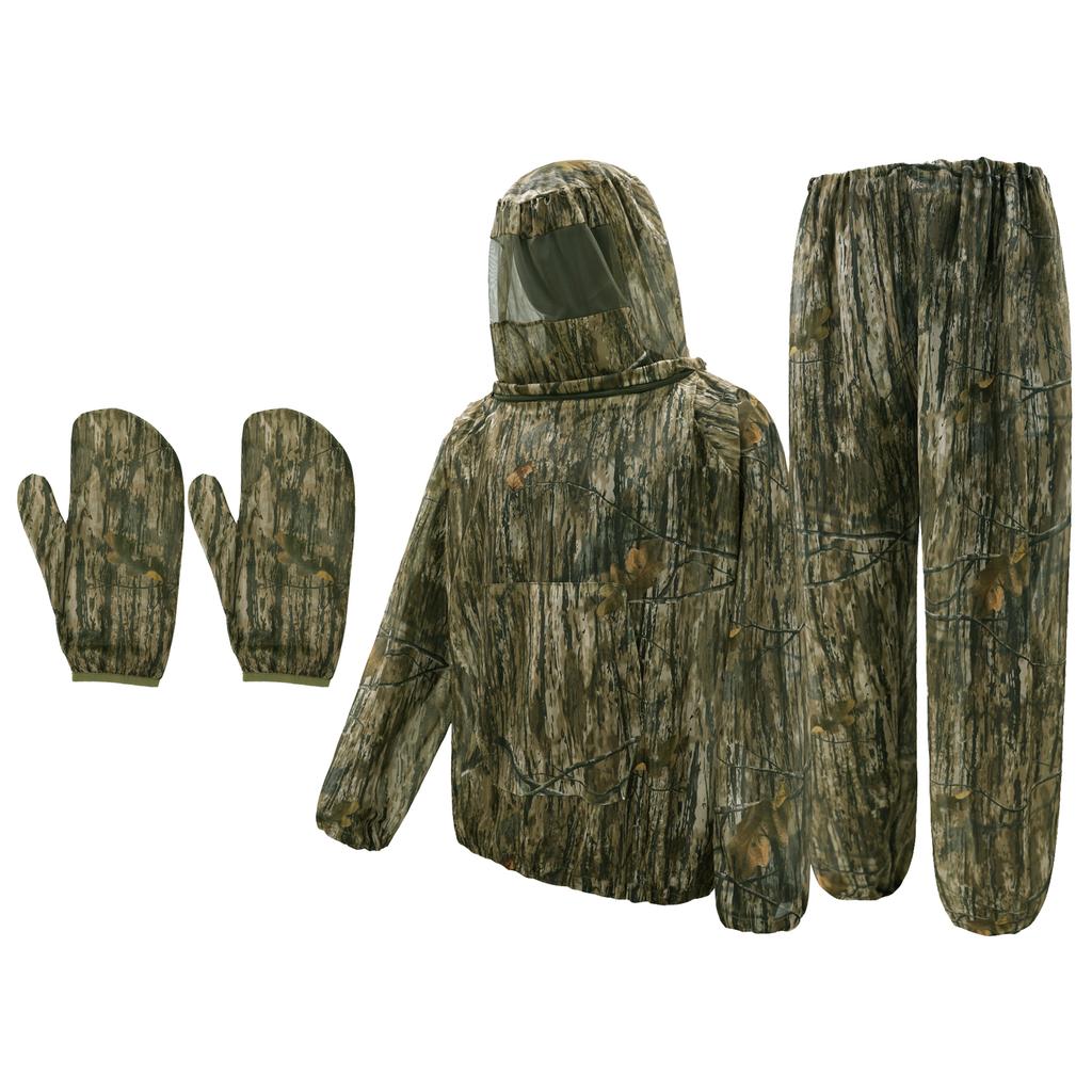 Outdoor-Mückenschutzanzug mit Kapuze, Netzjacke, Hose und Handschuhen, atmungsaktive, leichte Insektenschutzausrüstung für Wandern, Camping