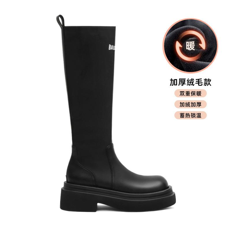 Paris Same Long Boots Women's 2025 New Autumn and Winter Explosion Medium Tube Thick-soled Knight Boots Thin Tall Long Boots