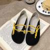 Women's Summer Footwear Round Toe Flats Shoes for Woman 2024 Green Low Heel Elegant with Straps Flat on Offer Dress Korean Style
