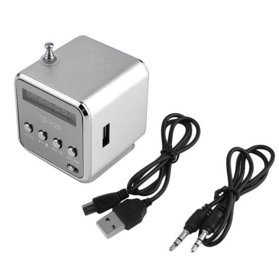 TDV26 Mini Subwoofer Stereo Speaker TF Card FM Radio Music Player with Antenna