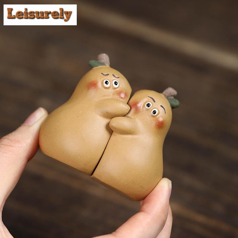 Cartoon Birnenpaar Zisha Teehaustier Yixing Lila Sand Tee Figur Spielzeug Teezeremonie Ornamente Teestatue für Teeservice Handwerk