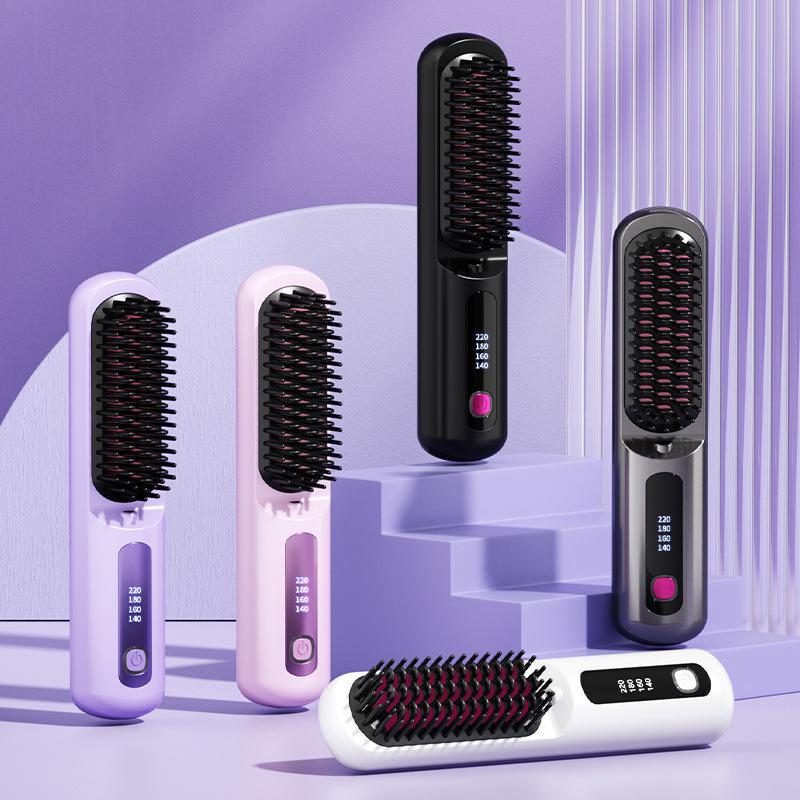 Portable Wireless Ionic Straightening & Curling Hair Comb