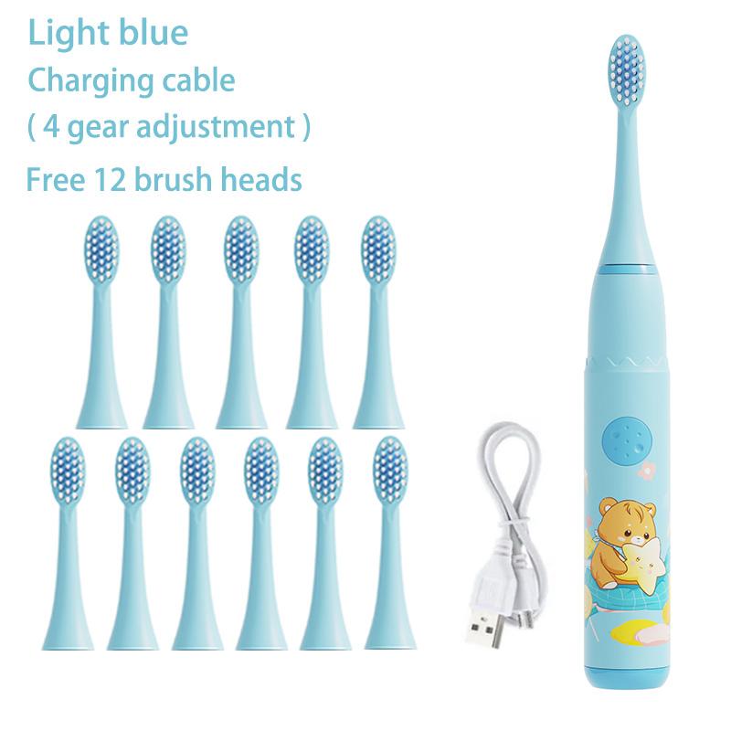Spazzolino elettrico sonico per bambini Cartone animato Bambini con sostituzione della testina dello spazzolino Spazzolino elettrico ultrasonico Testina dello spazzolino sonico