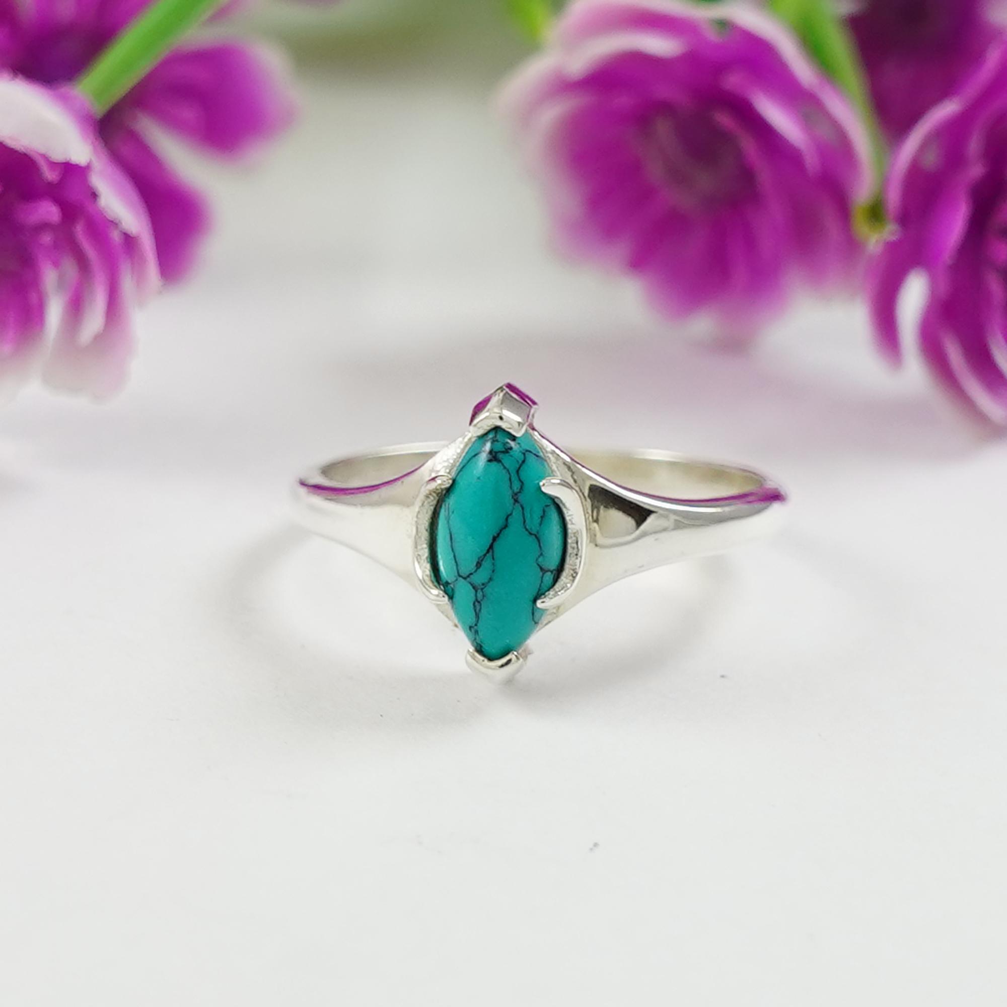 

Turquoise Ring, Dainty Ring, 925 Sterling Silver Handmade Ring, Green Turquoise Ring, Moon Design Ring, Gift For Her 12