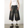 Jugend Sommer Locker Weite Beine Jeans Schüler Gewaschen Vintage Gealtert Gerade Sieben Punkte Shorts