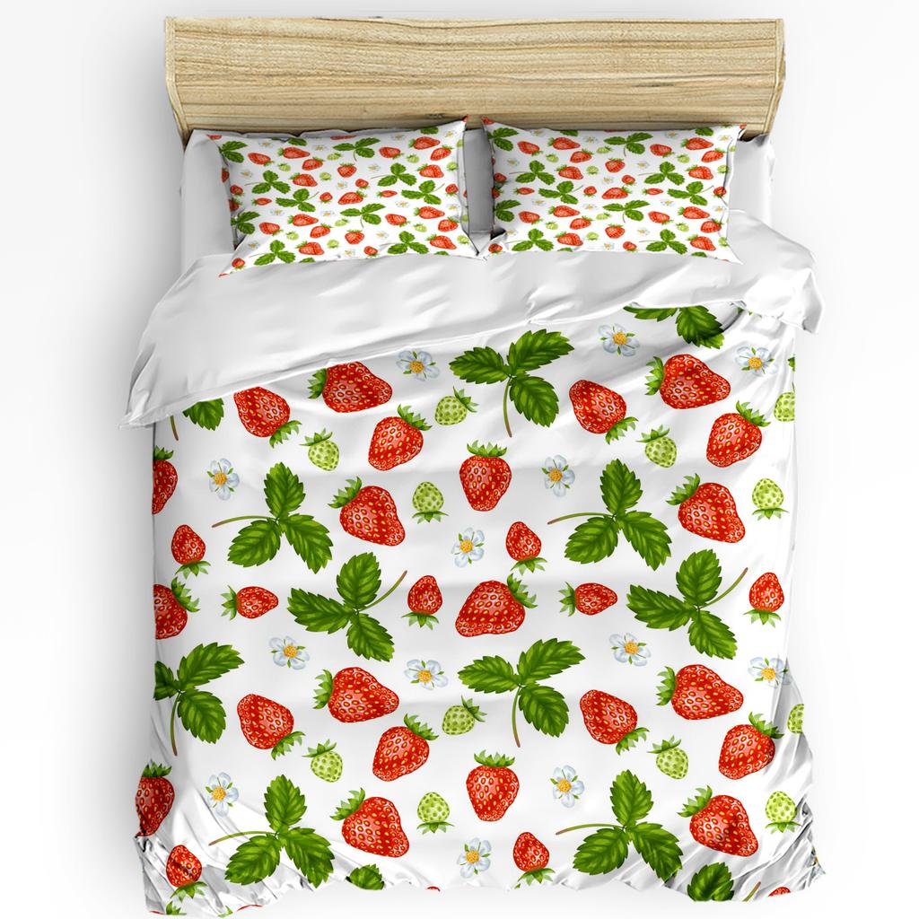 Cherry Fruit White Printed Comfort Duvet Cover Pillow Case Home Textile Quilt Cover Boy Kid Teen Girl Luxury 3pcs Bedding Set