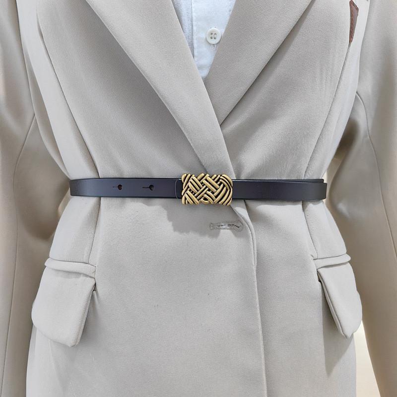 Womens Belt Leather With Classic Silver Buckle For Daily Office Gift Attire