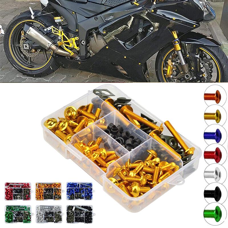 177 SZTUK Zestaw Śrub i Nakrętek do Owiewek Motocyklowych ze Stopu CNC Dla GSXR 600 750 1000 K1-K8 Z750 Z900 Z1000 Z800 400 300