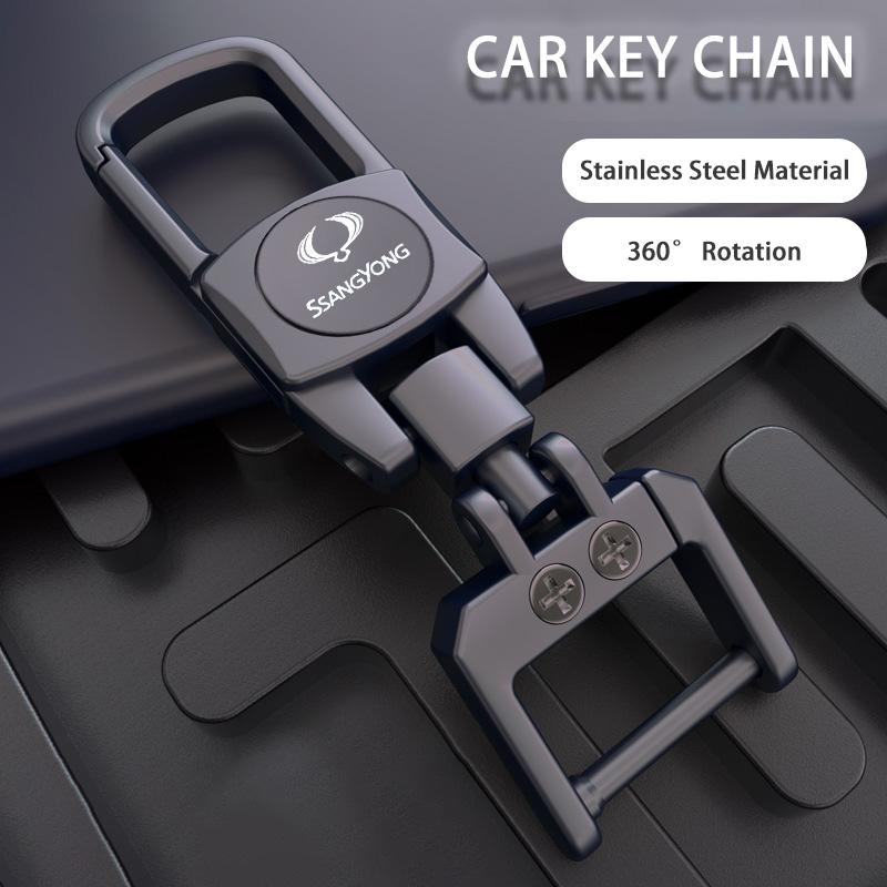 

Car Metal Key Chain Pendant Leather Ring Key Case For Ssangyong Tivoli Torres EVX XLV Korando e-MOTION MUSSO GRAND Accessories чёрный