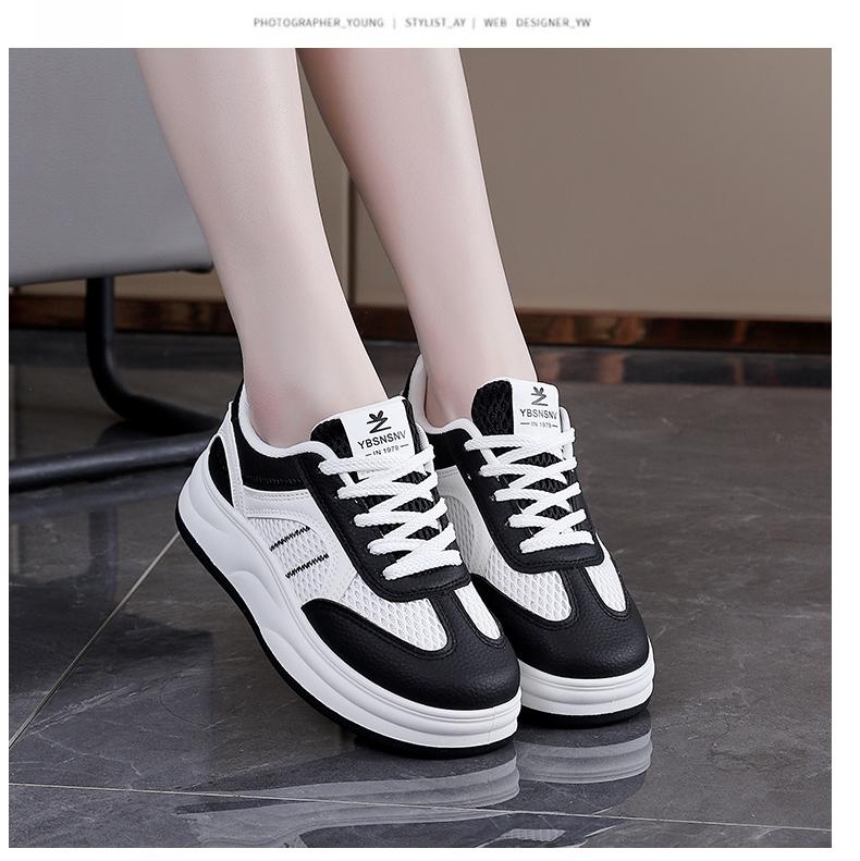 Simple mesh splicing breathable college style women's Korean version ins white shoes versatile casual shoes board shoes women
