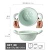 Solid Color Handmade Binaural Bowl Anti-Scalding Hand Japanese Irregular Bowl Ceramic Vegetable Bowl Soup Bowl Salad Bowl Household Tableware