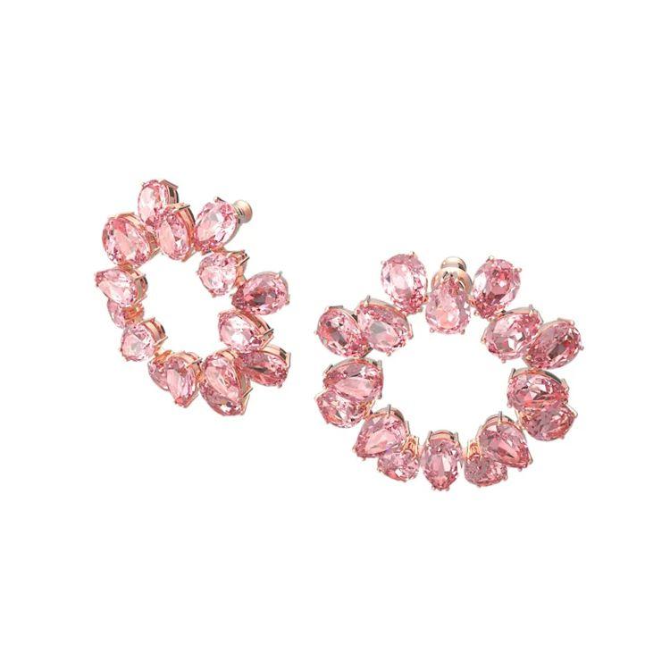 Swarovski Millenia Pear Cut Crystal Large Hoop Earrings Women earrings Pink 5614932 Pink,F