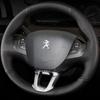 Ručne šitý čierny PU umelý kožený poťah na volant do auta pre Peugeot 208 2011- Peugeot 2008 2013-2018