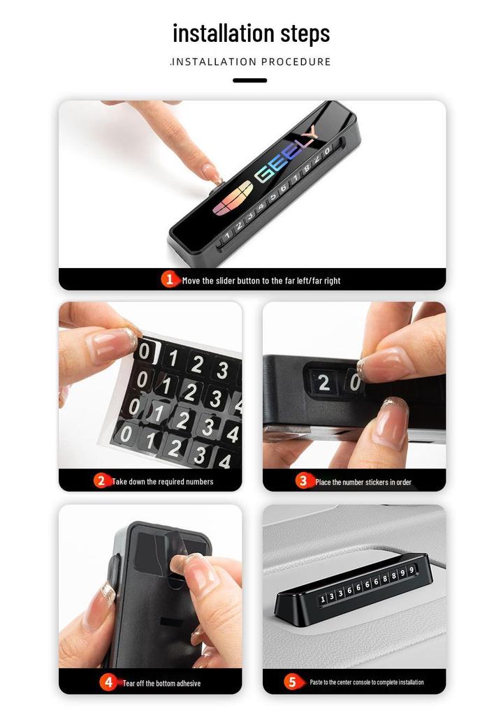Geely Emgrand GS/GL/Binyue Temporary Parking Plate & Movable Phone Card